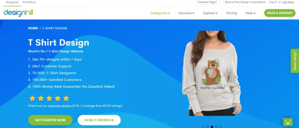 designhill custom t-shirts designing