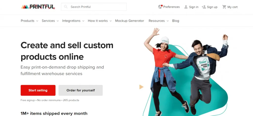 printful custom t-shirts designing