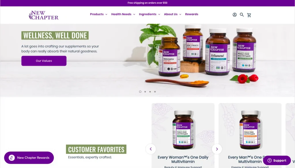 Ecommerce website design example - new chapter