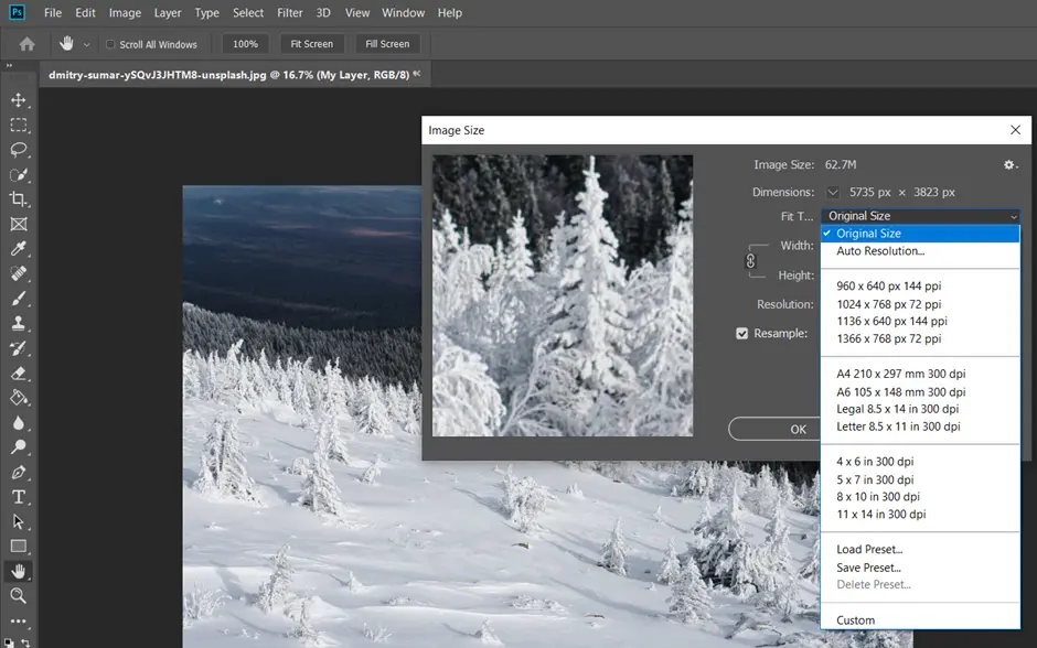 how to resize an image layer in photoshop 