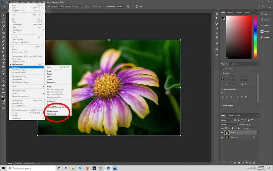 how to flip an image vertically in photoshop 