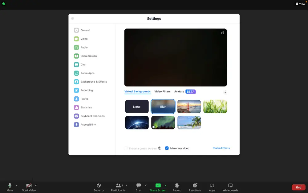  how to have blur background in zoom