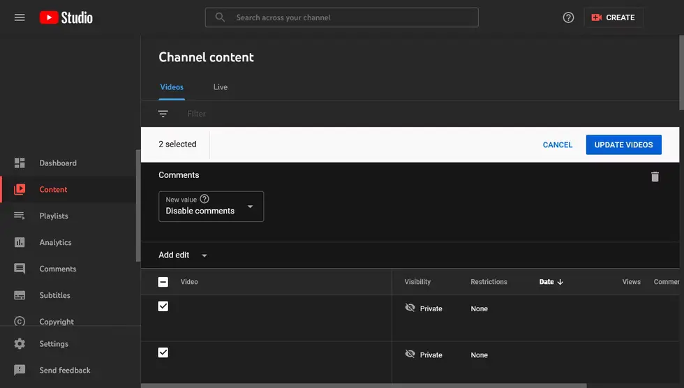  how to turn off comments on youtube