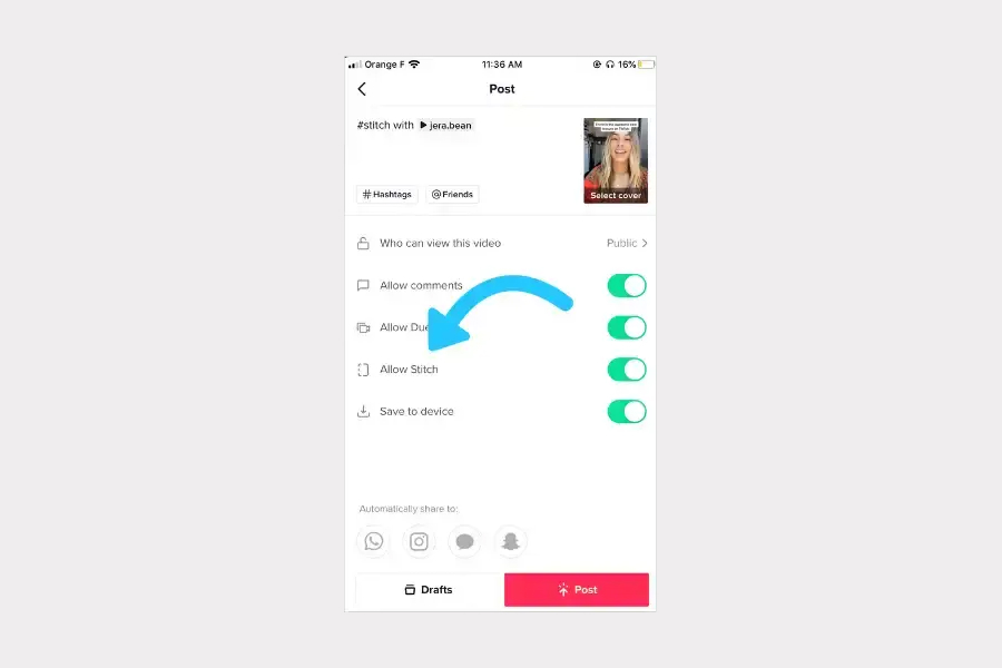 how to do stitch on tiktok 