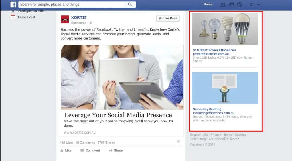 facebook right-column ads