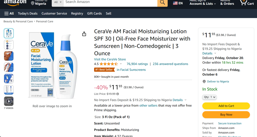 Amazon Product Page
