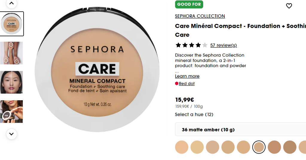 Sephora product Page