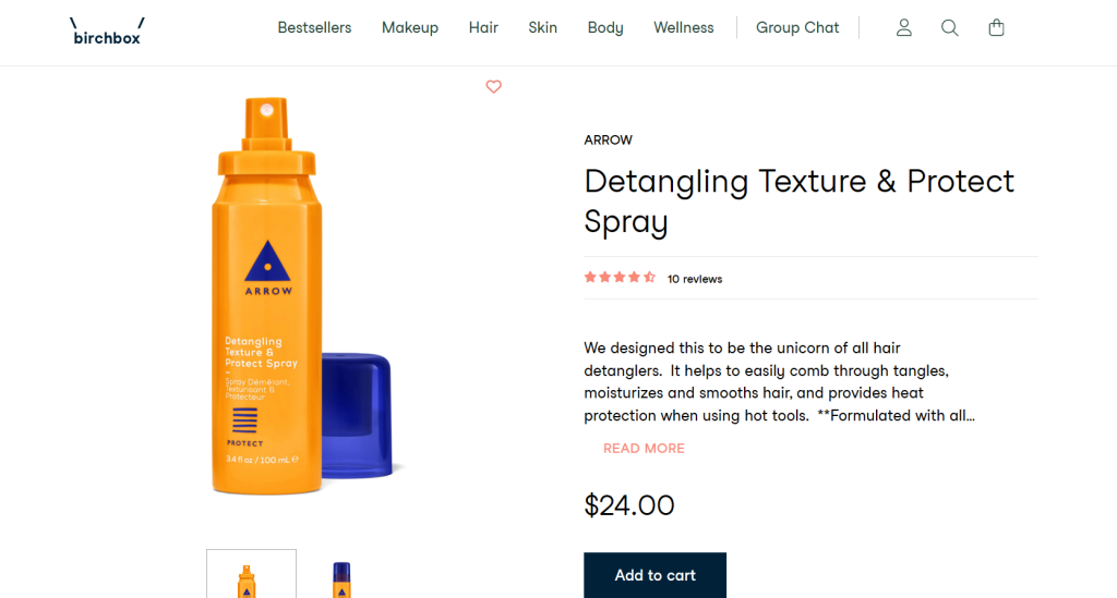 BirchBox Product Page