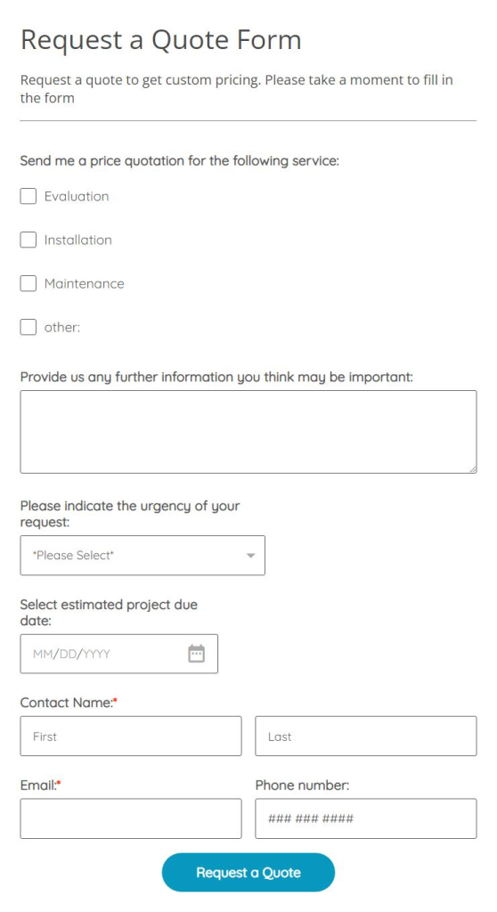 Request a Quote Form