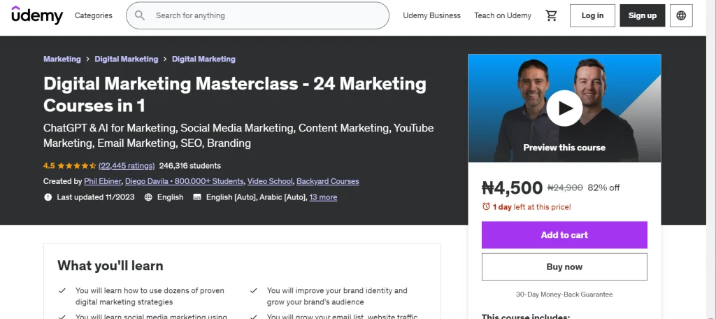 Digital Marketing Masterclass by Udemy