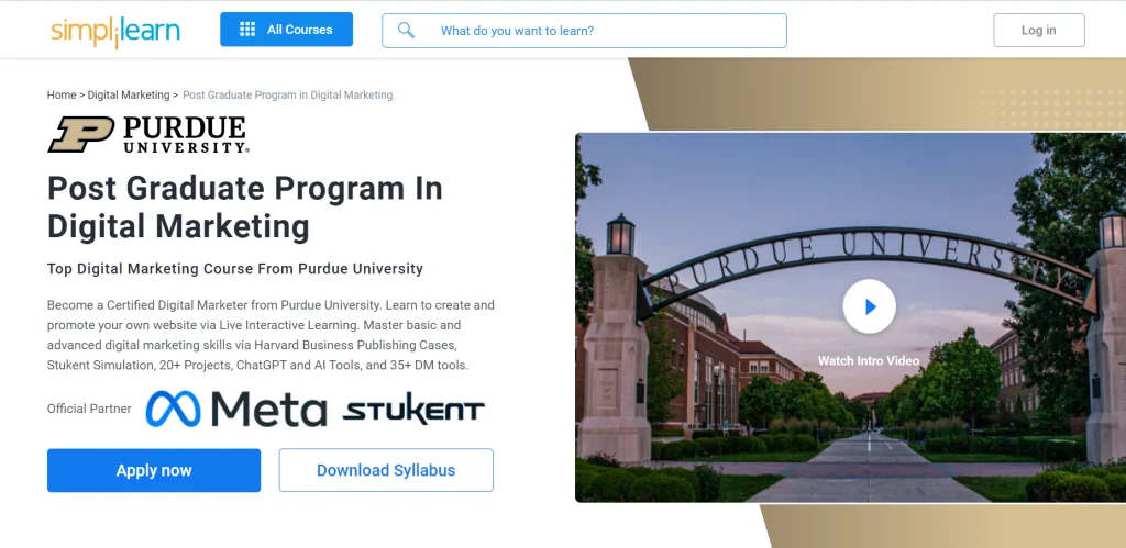 Post Graduate Program In Digital Marketing by Purdue University